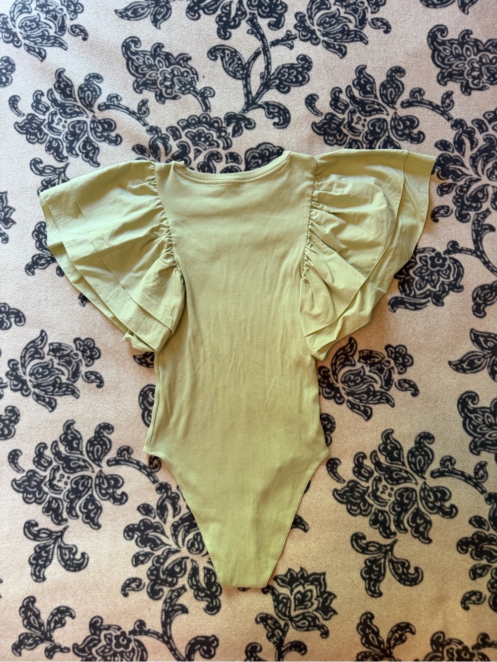 Green Ruffle-Sleeve One-Piece Bodysuit - Picture 4 of 4
